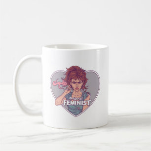 BADASS FEMINIST, cartoon Coffee Mug