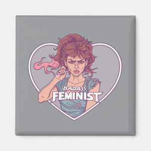 BADASS FEMINIST, cartoon Magnet