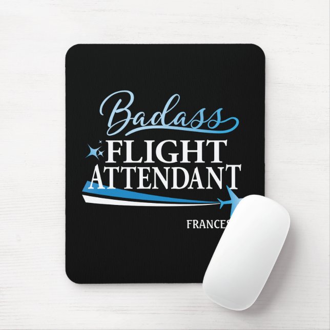 Badass Flight Attendant Personalize Black Mouse Pad (With Mouse)