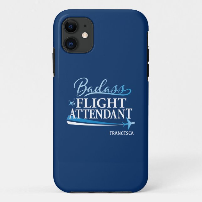 Badass Flight Attendant Personalize Royal Case-Mate iPhone Case (Back)