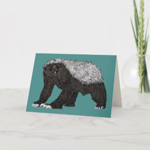 Badass Honey Badger Fearless Attitude Animal Art Card