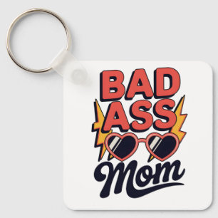 Badass Mom Funny Summer Retro Sunglasses Keychain