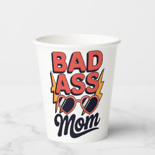 Badass Mom Funny Summer Retro Sunglasses Paper Cups