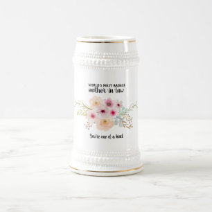 BADASS Mother-In-Law Gift - One of a Kind Flowers Beer Stein