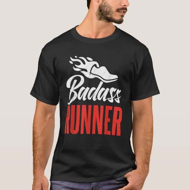 Badass Runner Marathon Runner T Shirt (Front)