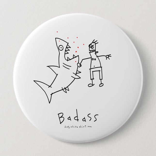 Badass Shark Punch 4 Inch Round Button (Front)
