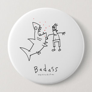 Badass Shark Punch 4 Inch Round Button