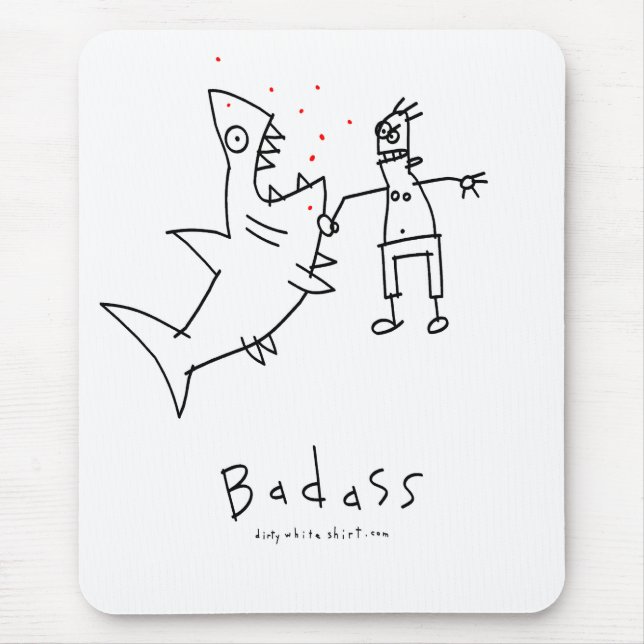 Badass Shark Punch Mouse Pad (Front)