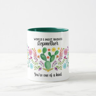 BADASS Stepmother - One of a Kind Floral Cacti Mug