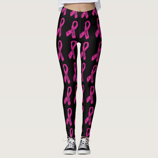Badass/ torn ribbon...Breast Cancer Leggings (Front)