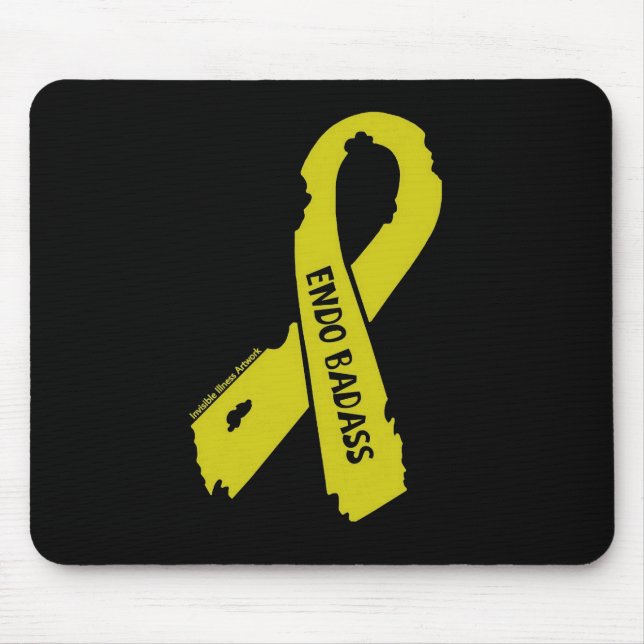 Badass/ torn ribbon...Endometriosis Mouse Pad (Front)