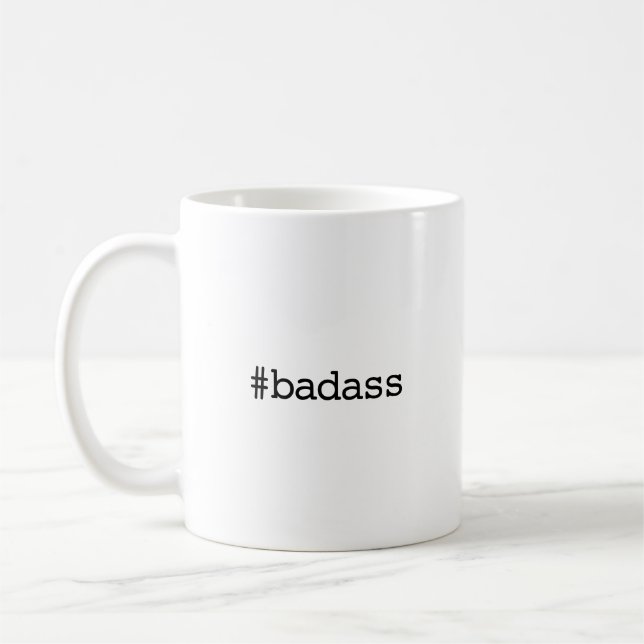 #Badass Typewriter Black Text Coffee Mug (Left)