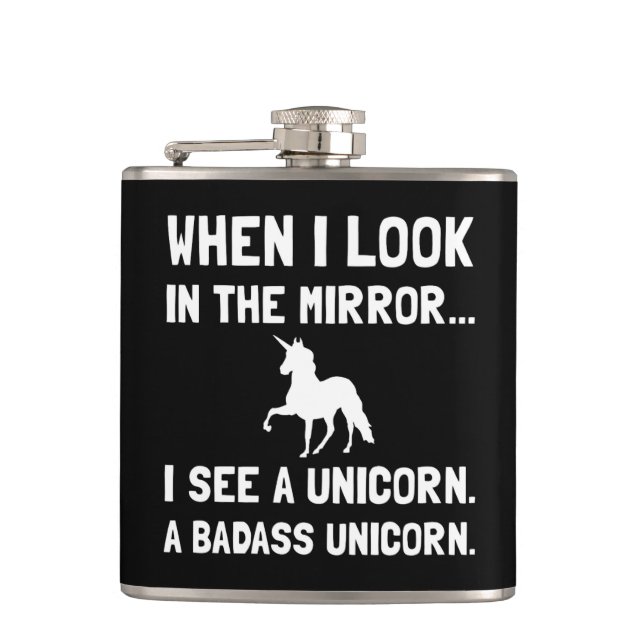 Badass Unicorn Hip Flask (Front)