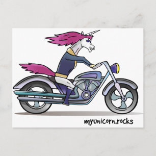 Badass unicorn on motorcycle - Knallhartes Einhorn Postcard