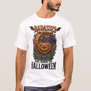 Badasses Are Born Halloween Pumpkin Crow Moon T-Shirt