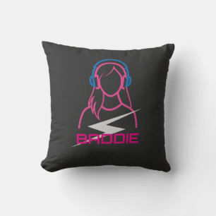 Baddie Lifestyle DJ Headphones Throw Pillow
