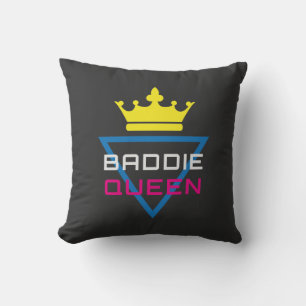 Baddie Queen Crown Y2K Throw Pillow