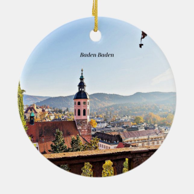 Baden-Baden, Germany, scenic landscape Ceramic Ornament (Back)