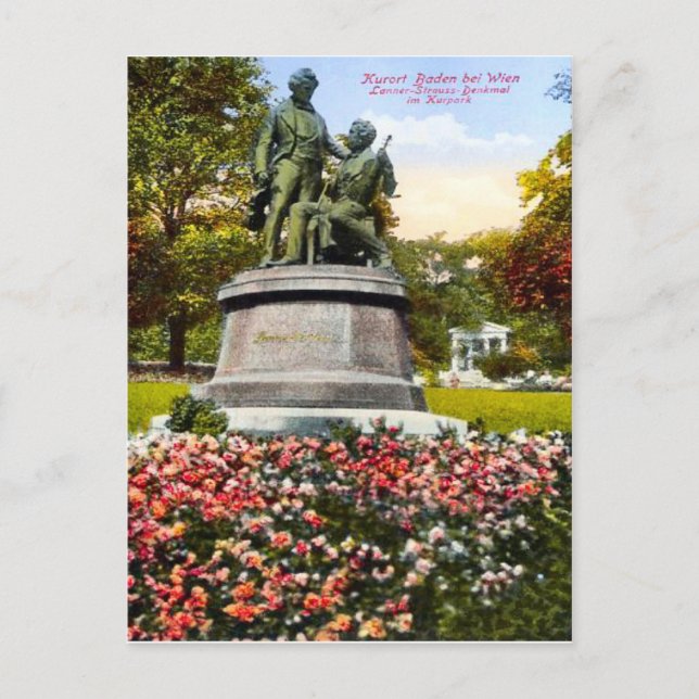 Baden bei Wien, Lanner-Strauss-Denkmal Postcard (Front)