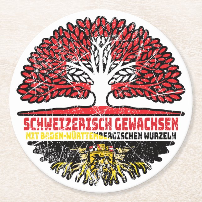 Baden-Württemberg Schweizer Schweiz Baum Round Paper Coaster (Front)