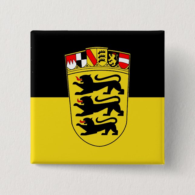 Baden-Württemberg(State, Greater Arms), Germany 2 Inch Square Button (Front)