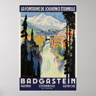 Badgastein, Austria, Travel Ski Poster