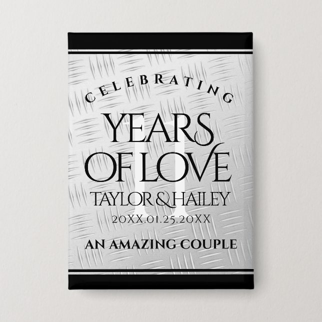 Badge 11ème anniversaire de Mariage en acier (Recto)