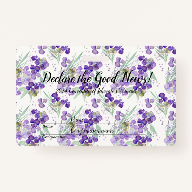 Badge 2024 JW convention Hydrangeas  (Devant)