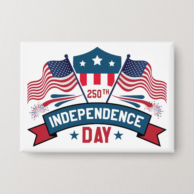 Badge 250th Independence Day USA Flags & Fireworks  (Recto)
