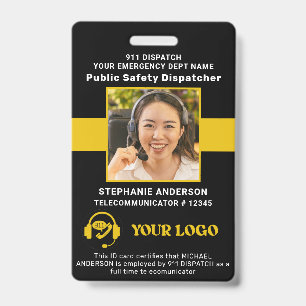 Badge 911 ID de répartiteur photo personnalisée Ligne mi
