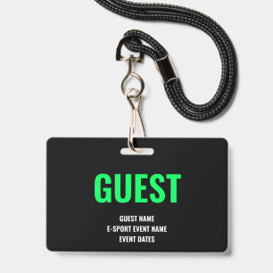 Badge Accès invité personnalisé Minimaliste E-Sport Vert