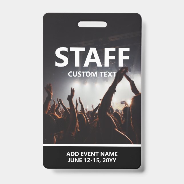 Badge Accès personnalisé au personnel pour événement de  (Avant)