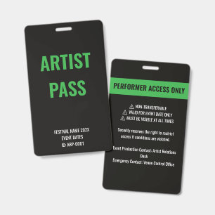 Badge Accès personnalisé pour artistes et interprètes en