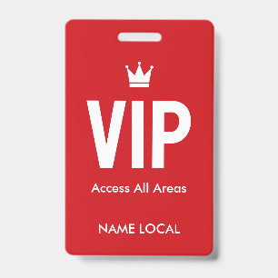 Badge Accès VIP rouge d'identification des salons VIP