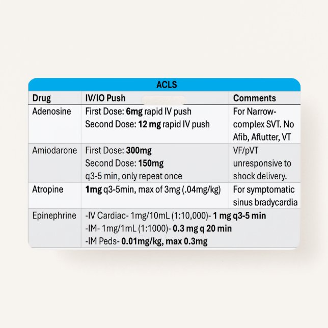 Badge ACLS/RSI/Insigne de sédation pour l'infirmière ED (Devant)
