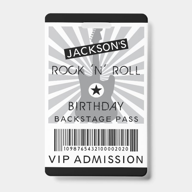 Badge ADMISSION VIP Backstage Pass Rock 'N' Roll Party (Avant)
