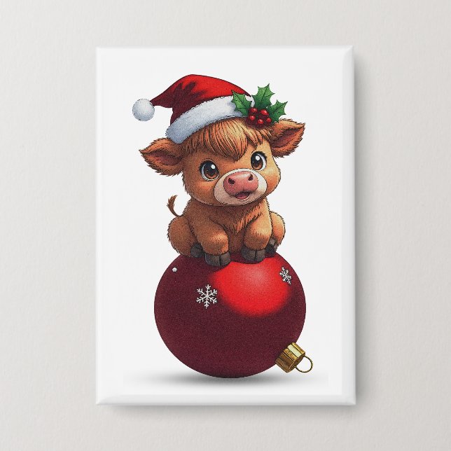 Badge adorable baby highland cow sitting (Recto)