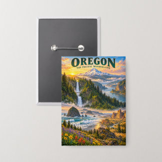 Badge Affiche de voyage du merveilleux pays de l'Oregon