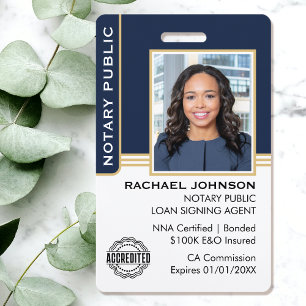 Badge Agent de signature de prêt public notaire ID Blue 
