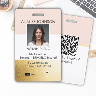 Badge Agent de signature notarial Pink & Gold, ID de not
