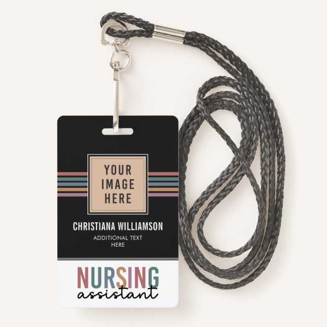 Badge Aide en soins infirmiers rétro AIIC Aide en soins  (Devant avec lanière)