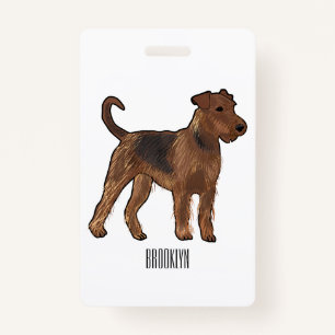 Badge Airedale terrier dog cartoon