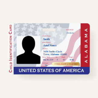 Badge ALABAMA - Carte d'identité enfant
