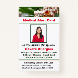 Badge Alerte allergique Médicale Photo personnalisée
