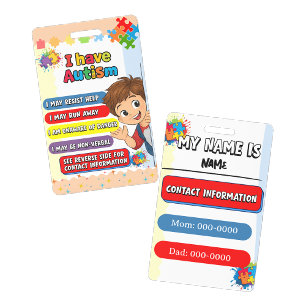 Badge Alerte Autisme Contact Autistique Non Verbal