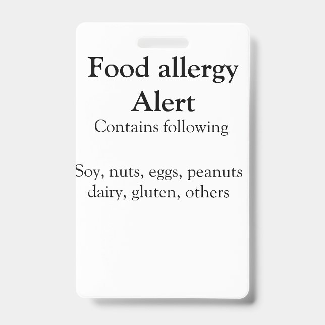 Badge Alerte d'allergie alimentaire ajouter le nom texte (Front)