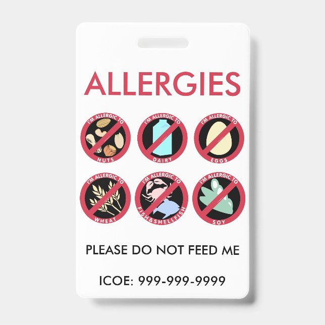 Badge Alerte faite sur commande de symbole d'allergie (Avant)