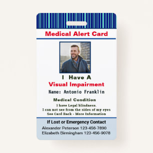 Badge Alerte Médicale Nom de photo Contact Carte d'ident