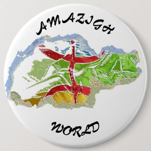 Badge, Amazigh, Berber, Kabyle, Algeria, Makouda, 6 Inch Round Button
