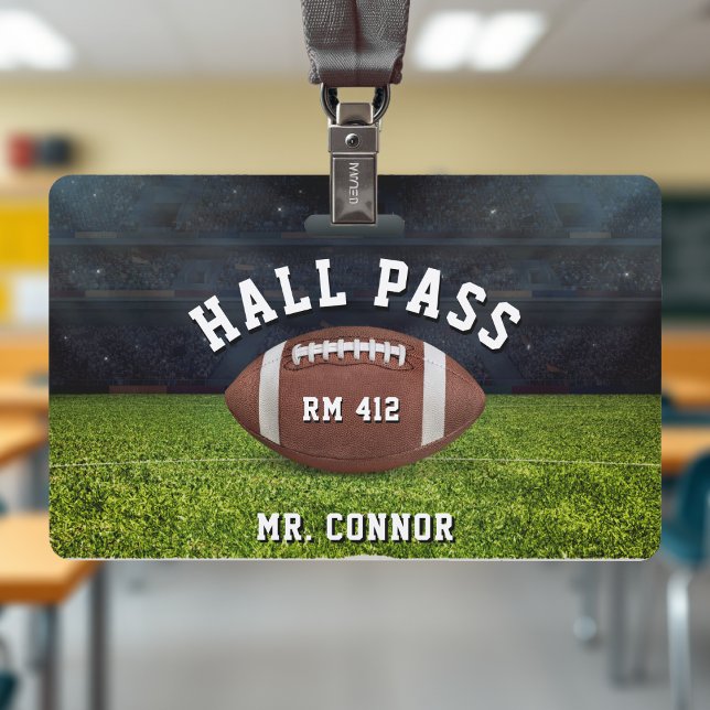 Badge American Football Gym Teacher Hall Pass (American Football Gym Teacher Student Hall Pass Badge
)